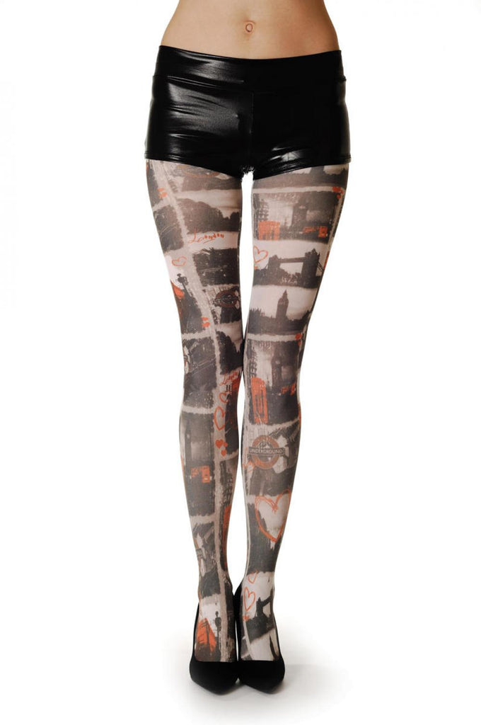 liss kiss I Love London Heart Big Ben Tower Bridge - Tights