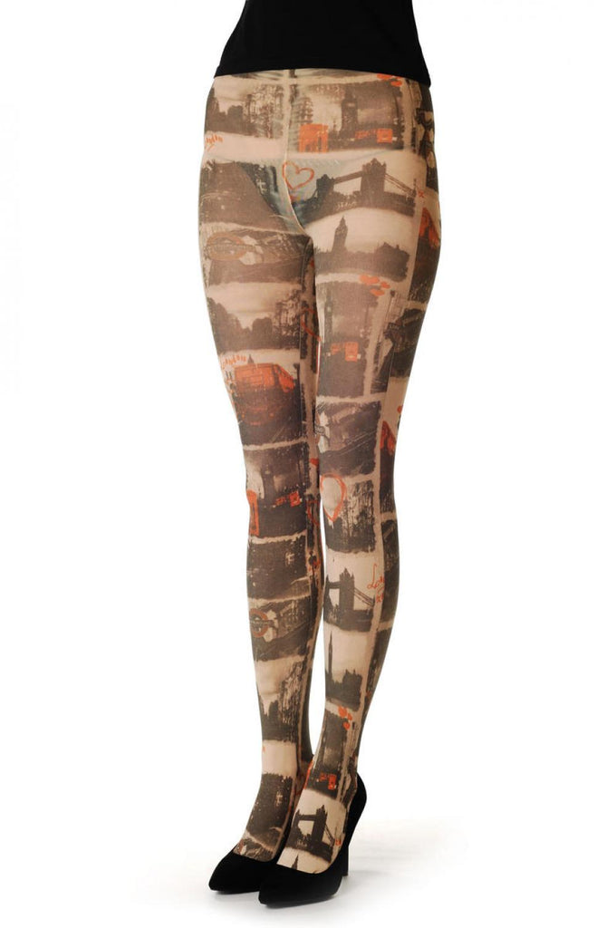 Liss Kiss I Love London Heart Big Ben Tower Bridge Vintage - Tights
