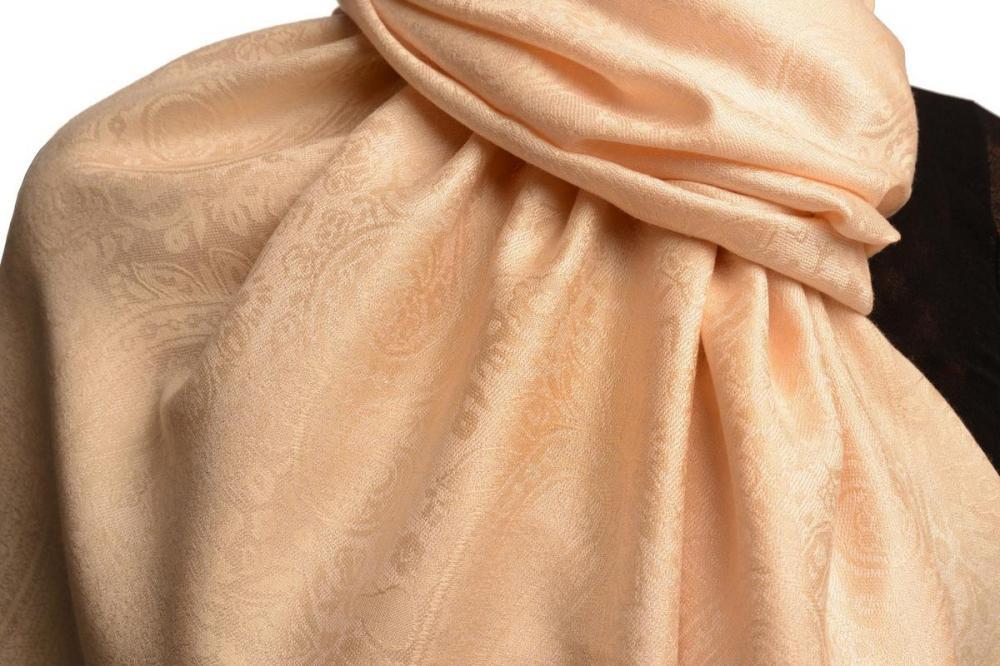 Liss Kiss Jasmine Beige Paisleys Pashmina Feel With Tassels - Scarf