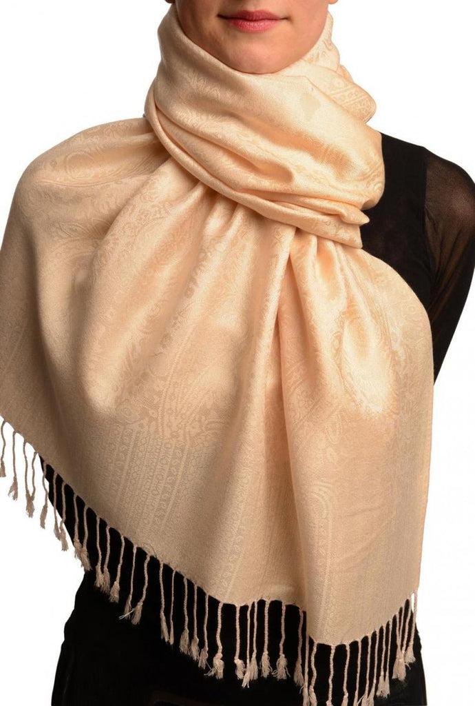 liss kiss Jasmine Beige Paisleys Pashmina Feel With Tassels - Scarf