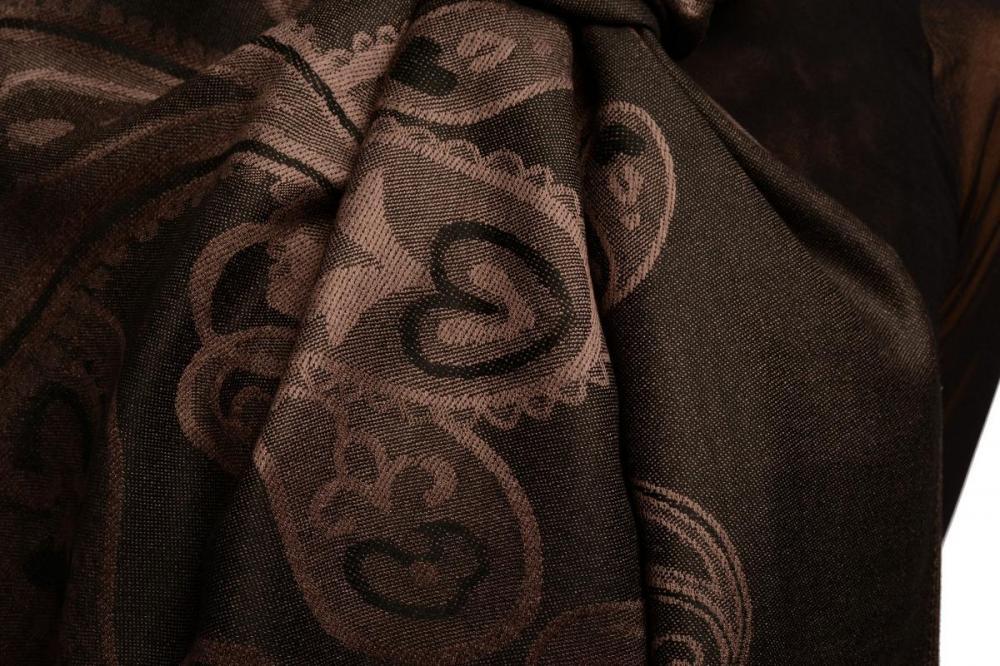 Liss Kiss Joined Paisleys On Black Pashmina Feel With Tassels - Scarf