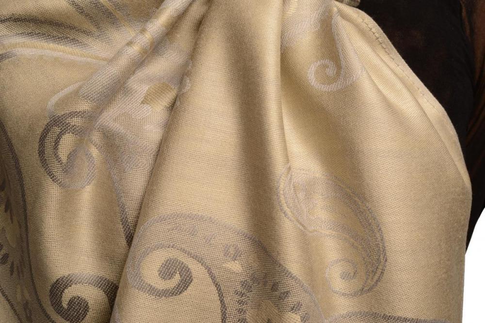 Liss Kiss Joined Paisleys On Grey Pashmina Feel With Tassels - Scarf