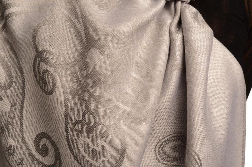 Liss Kiss Joined Paisleys On Silver Grey Pashmina Feel With Tassels - Scarf