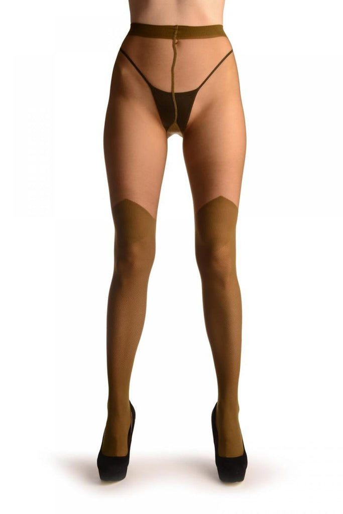 Liss Kiss Khaki Green With Non Transparent Diamond Over The Knee - Tights