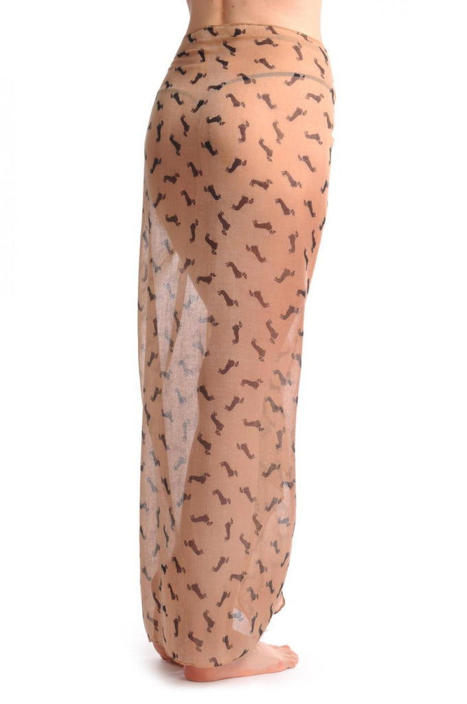 Liss Kiss Khaki With Brown Dogs Unisex Scarf & Beach Sarong - Scarf