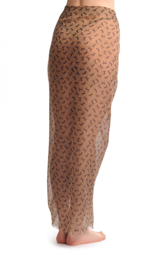 Liss Kiss Khaki With Small Brown Horses Unisex Scarf & Beach Sarong - Scarf