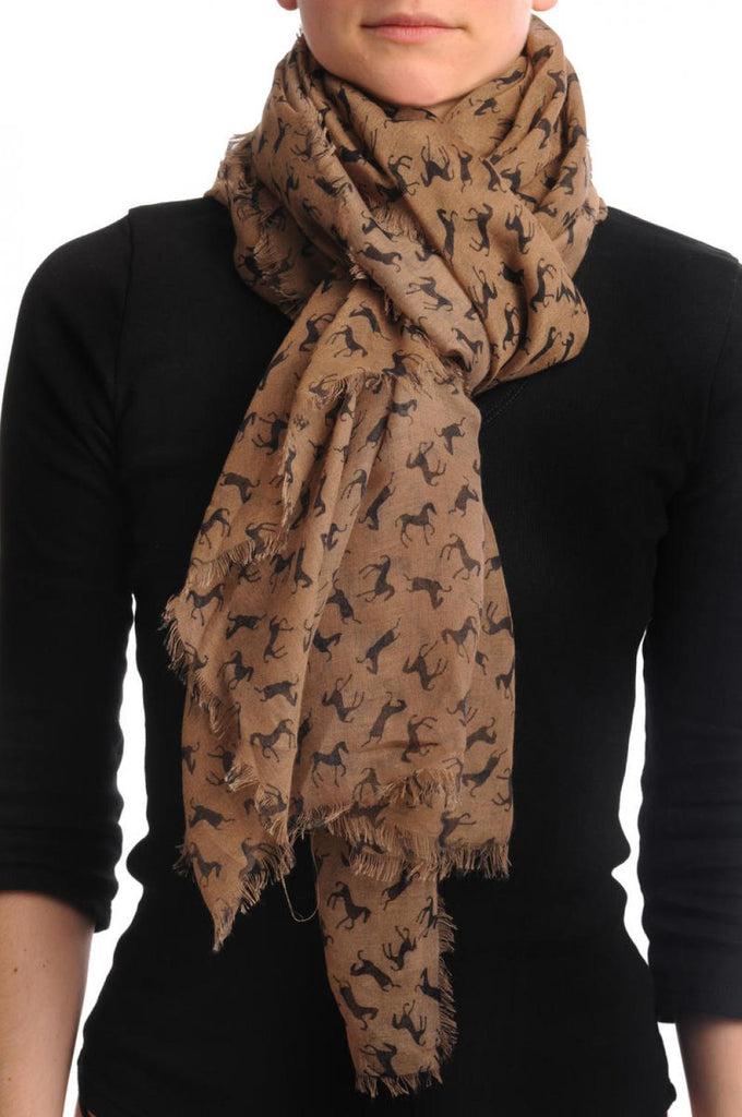 liss kiss Khaki With Small Brown Horses Unisex Scarf & Beach Sarong - Scarf