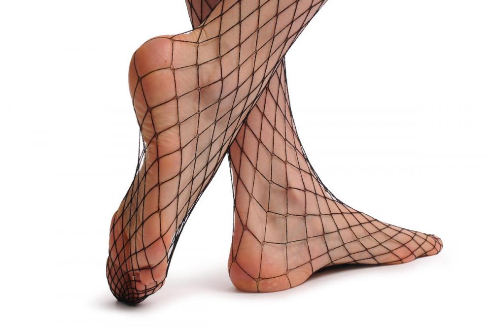 Liss Kiss Large Black Mesh With Floral Silicon Garter - Hold Ups