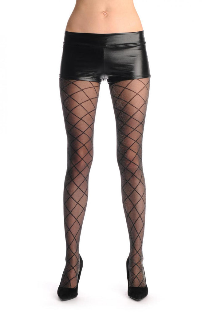 liss kiss Large Black Mesh With Silver Lurex - Tights