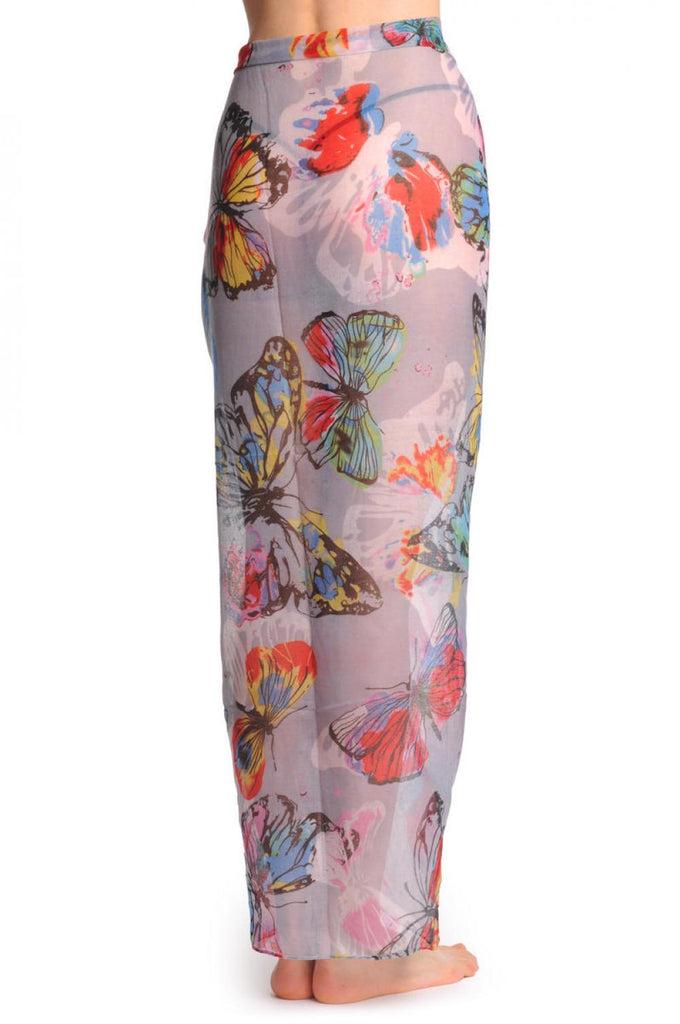 Liss Kiss Large Colourful Butterflies On Lavender Unisex Scarf & Beach Sarong - Scarf