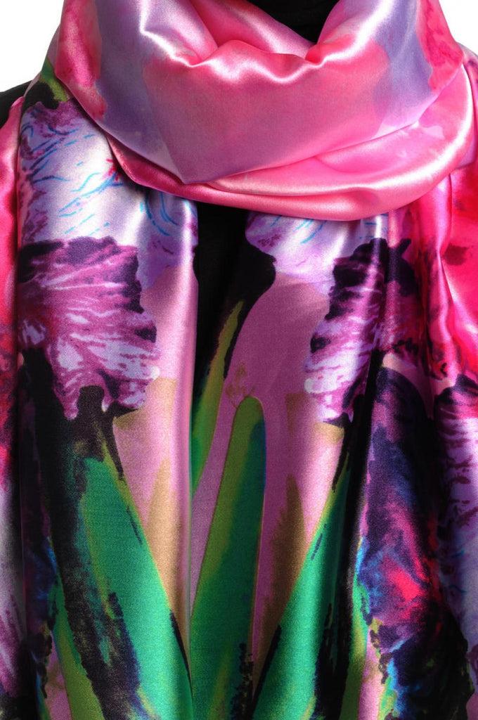 Liss Kiss Large Dark Pink & Purple Peony Flowers - Scarf