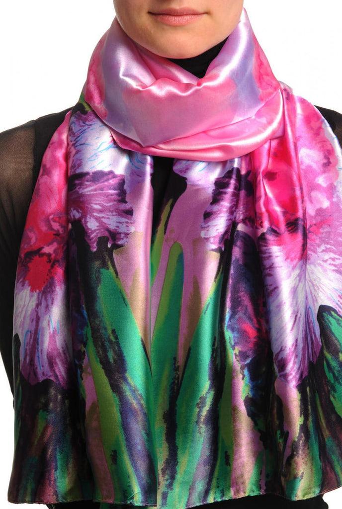 Liss Kiss Large Dark Pink & Purple Peony Flowers - Scarf