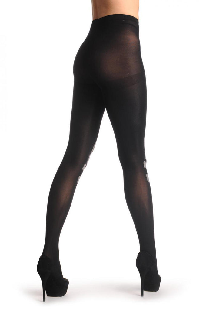 Liss Kiss Large Grey Woven Skull & Crossbones On Black - Tights
