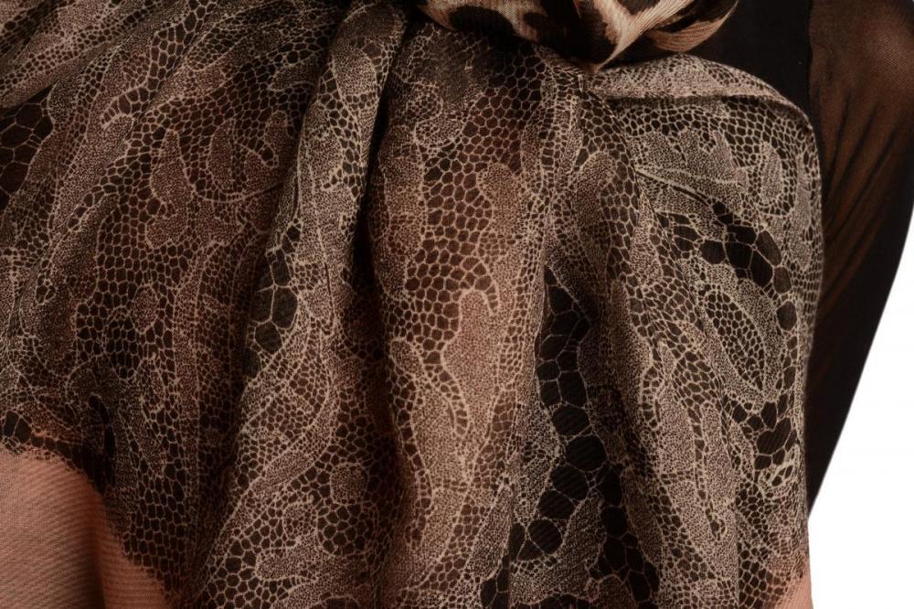 Liss Kiss Large Lace & Leopard Print On Peach Pink - Scarf