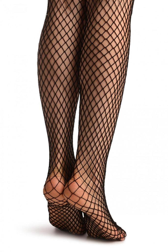 Liss Kiss Large Net With Lace Top & Crossing Velvet Straps - Tights