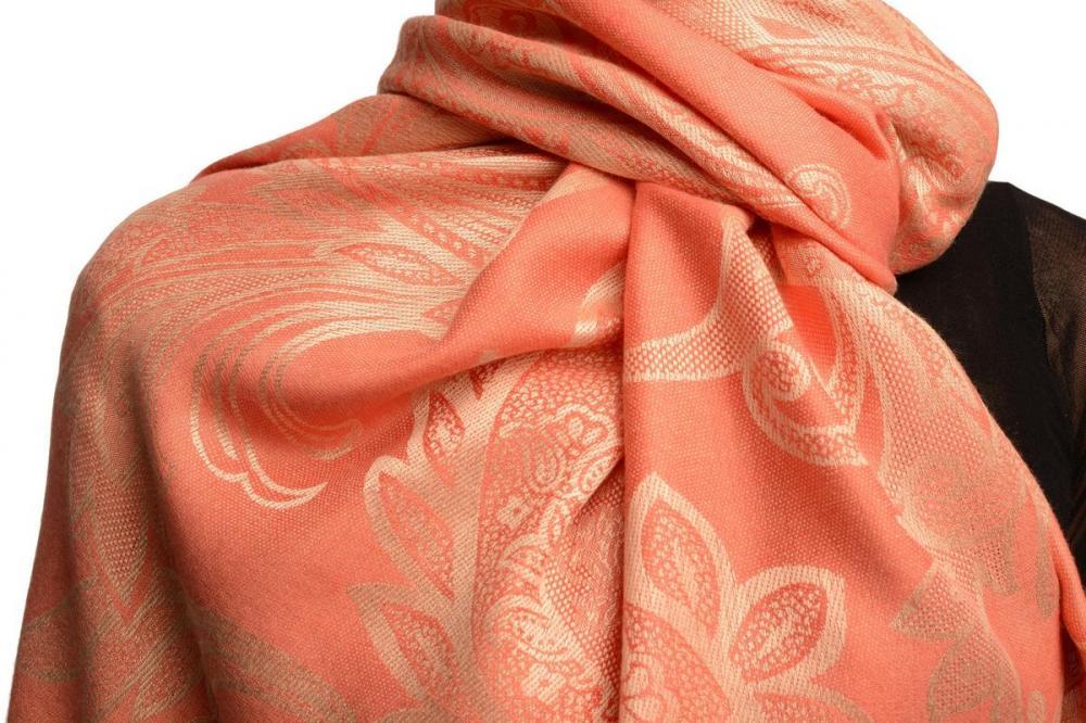 Liss Kiss Large Paisleys On Dark Puce Pink Pashmina Feel With Tassels - Scarf