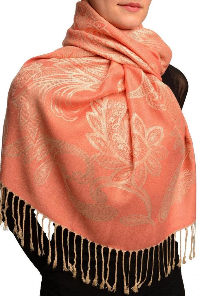 Liss Kiss Large Paisleys On Dark Puce Pink Pashmina Feel With Tassels - Scarf