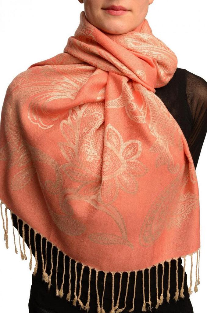 liss kiss Large Paisleys On Dark Puce Pink Pashmina Feel With Tassels - Scarf