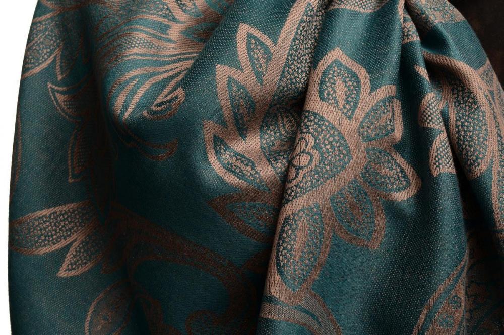 Liss Kiss Large Paisleys On Prussian Blue Pashmina Feel With Tassels - Scarf
