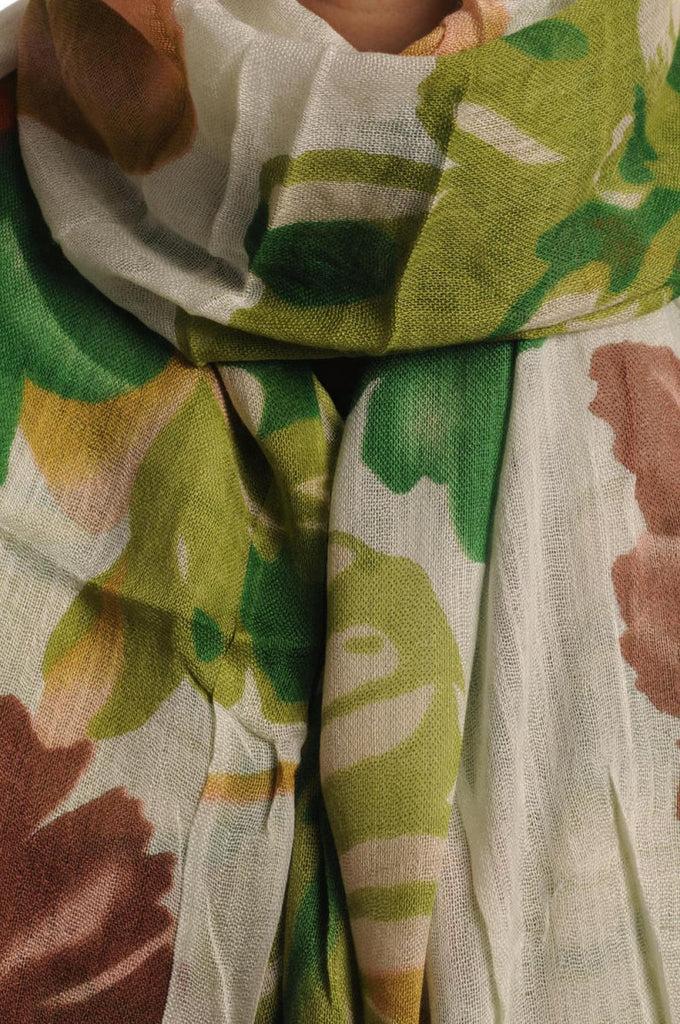 Liss Kiss Large Pink & Red Flowers With Tassels On Soft Pink - Scarf