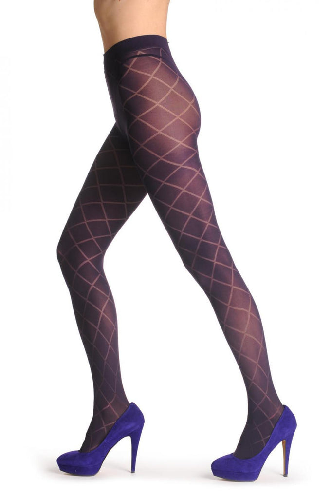 Liss Kiss Large Semi Transparent Rombs On Black 60 Den - Tights