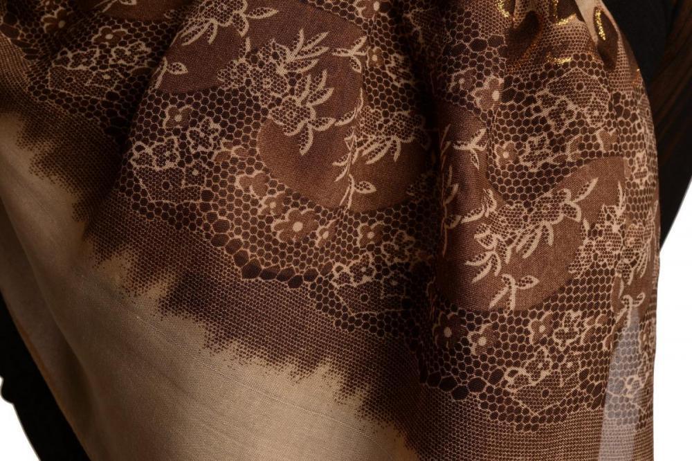 Liss Kiss Leopard With Gold Glitter & Beige Lace Print - Scarf