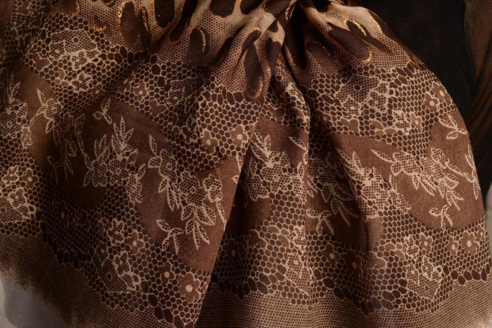 Liss Kiss Leopard With Gold Glitter & Grey Lace Print - Scarf