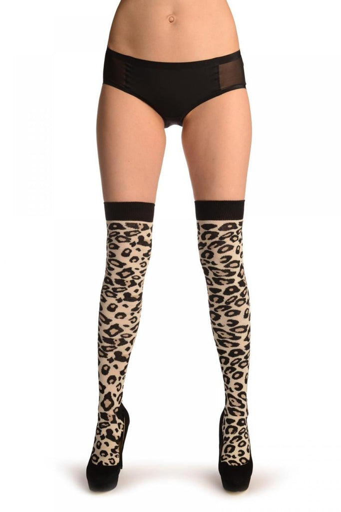 Liss Kiss Light Beige Camouflage Leopard - Over The Knee Socks