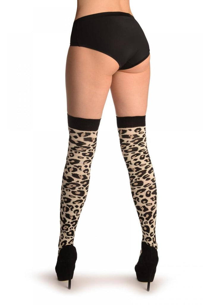 Liss Kiss Light Beige Camouflage Leopard - Over The Knee Socks
