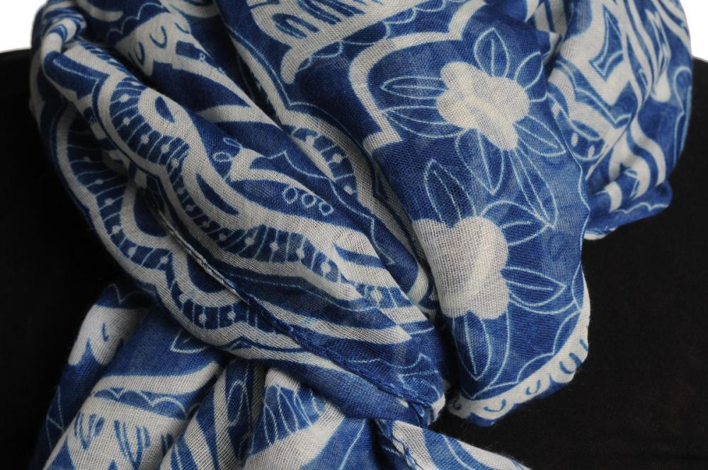 Liss Kiss Light Blue Wide Lace On Blue Unisex Scarf & Beach Sarong - Scarf