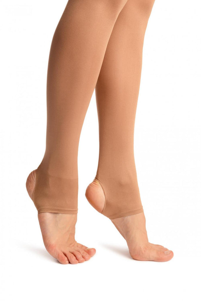 Liss Kiss Light Chestnut Stirrup Dance Tights 80 Den - Dance Tights