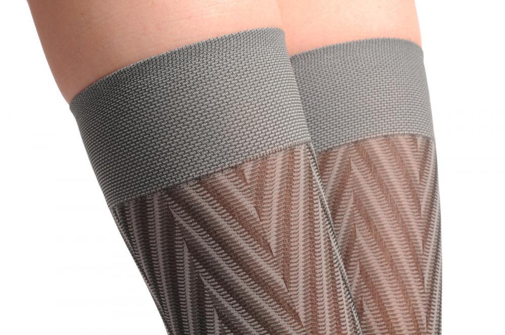 Liss Kiss Light Grey Dark Grey & Black Woven Tree - Hold Ups