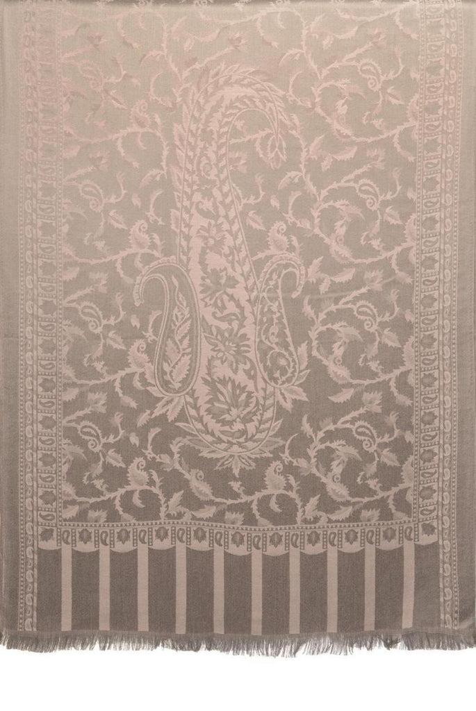 Liss Kiss Light Pink Large Paisley On Grey Pashmina Feel - Scarf