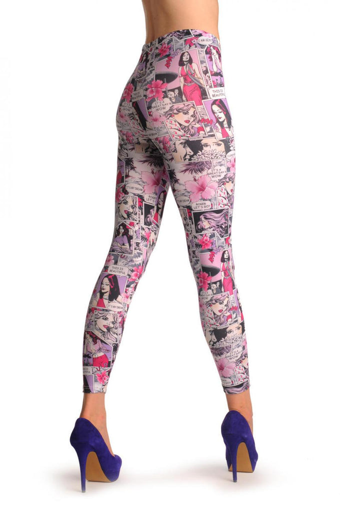 Liss Kiss Lilac Hawaii Holidays Comics Girl - Leggings