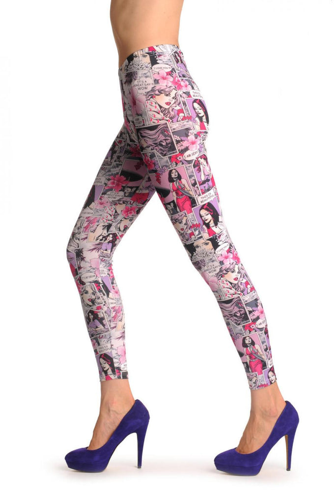Liss Kiss Lilac Hawaii Holidays Comics Girl - Leggings