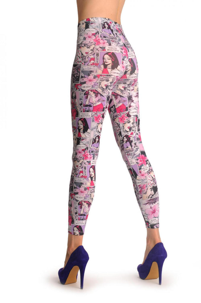 Liss Kiss Lilac Hawaii Holidays Comics Girl - Leggings