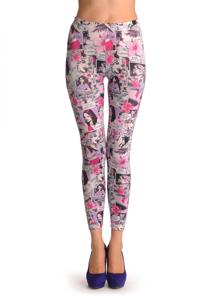 liss kiss Lilac Hawaii Holidays Comics Girl - Leggings