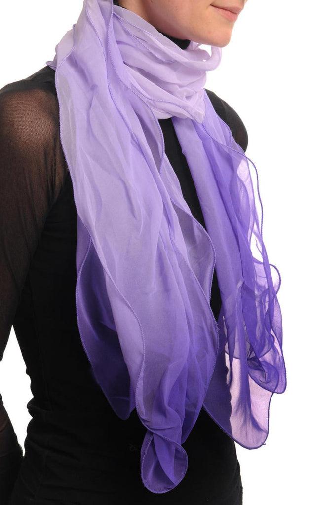 liss kiss Lilac & Purple Double Layered Chiffon Ombre - Scarf