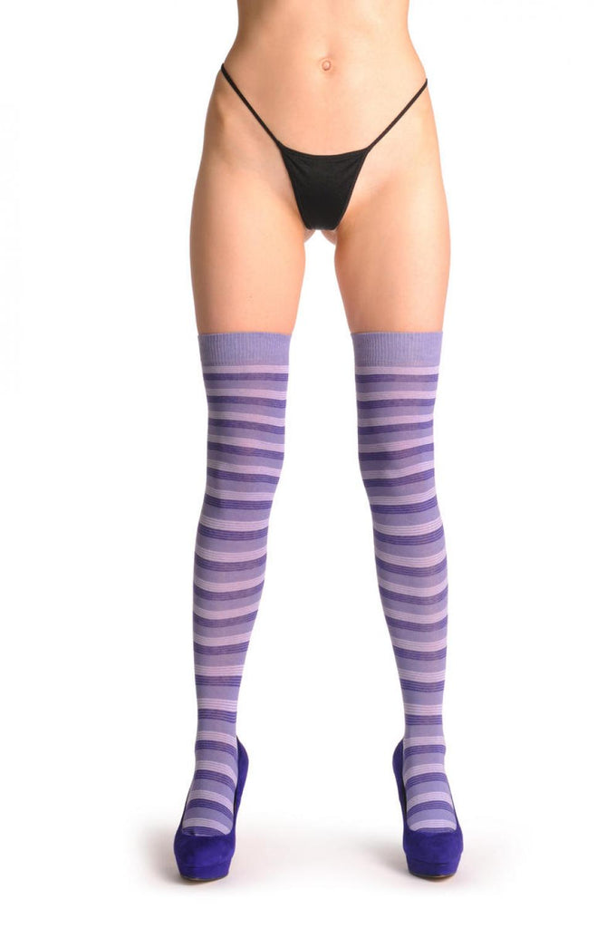 liss kiss Lilac & Purple Thin Stripes - Over The Knee Socks