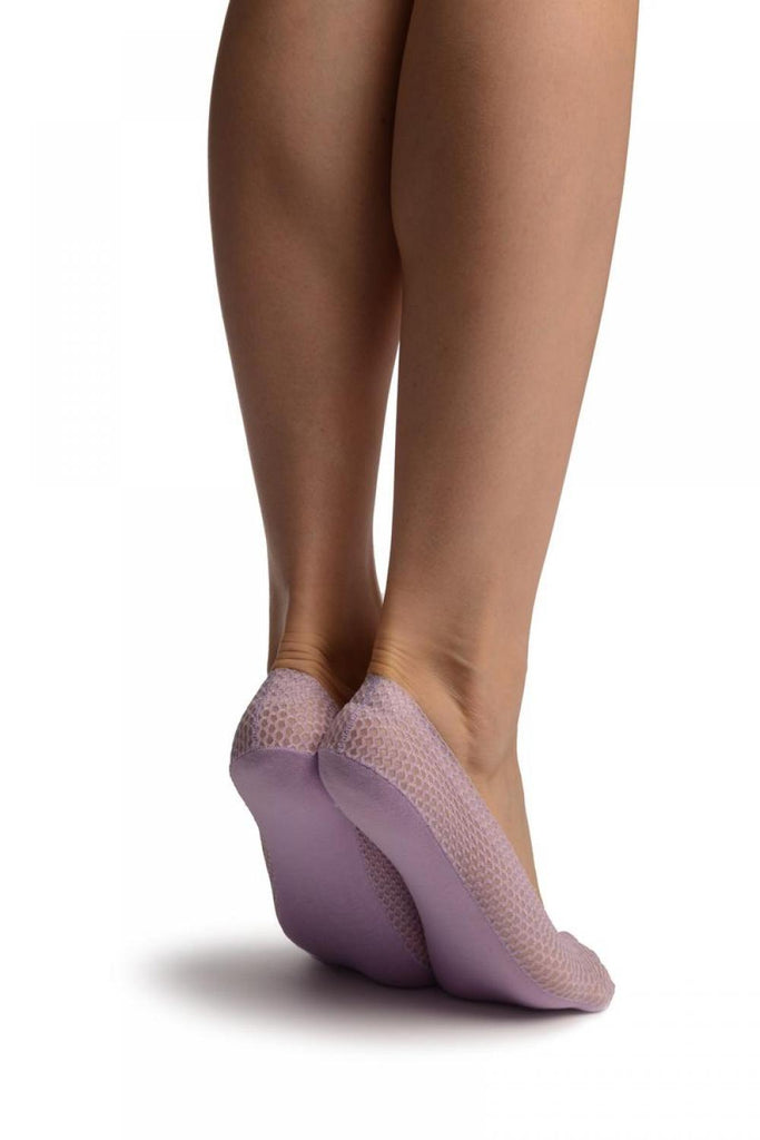 Liss Kiss Lilac Snake Skin Silver Lurex With Silicon Heel & Bottom Footies - Footsies Socks