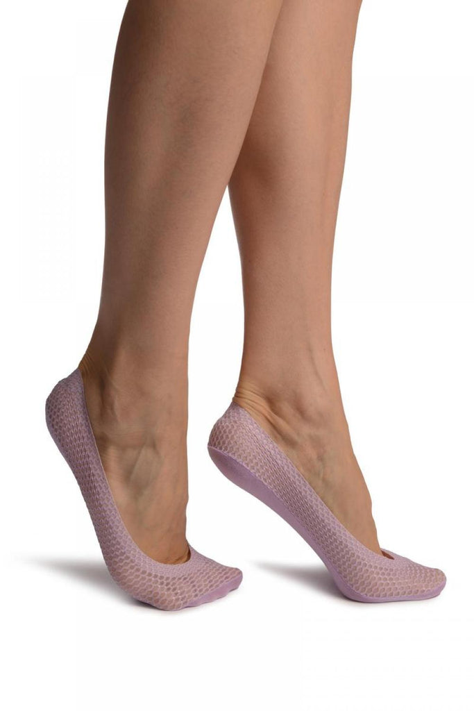 liss kiss Lilac Snake Skin Silver Lurex With Silicon Heel & Bottom Footies - Footsies Socks