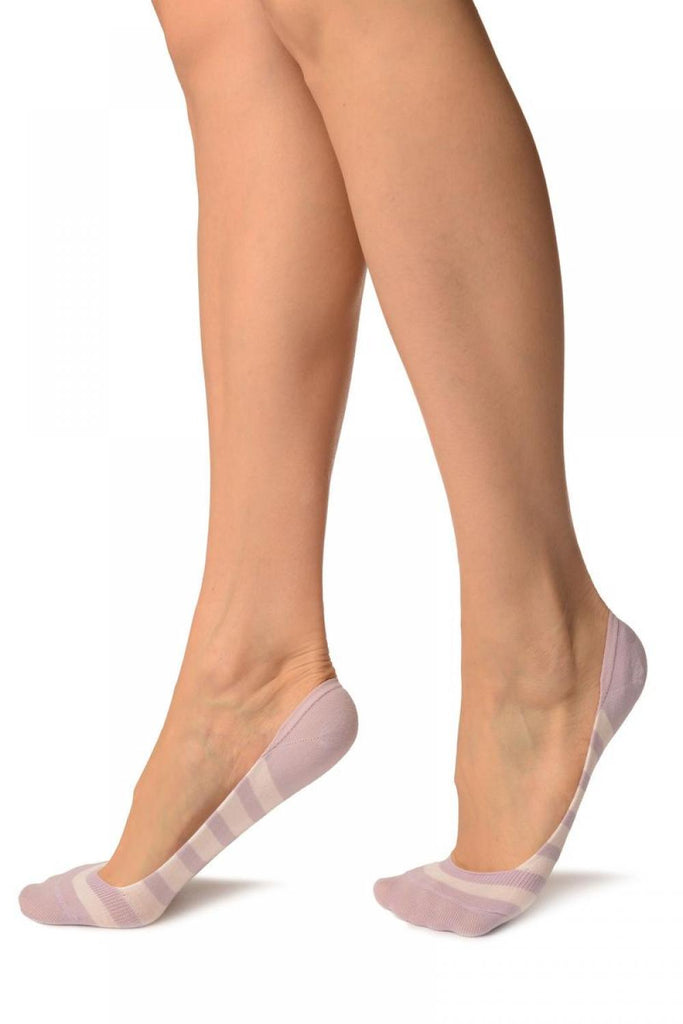 Liss Kiss Lilac & White Stripes Soft Back Top Footsies - Footsies Socks