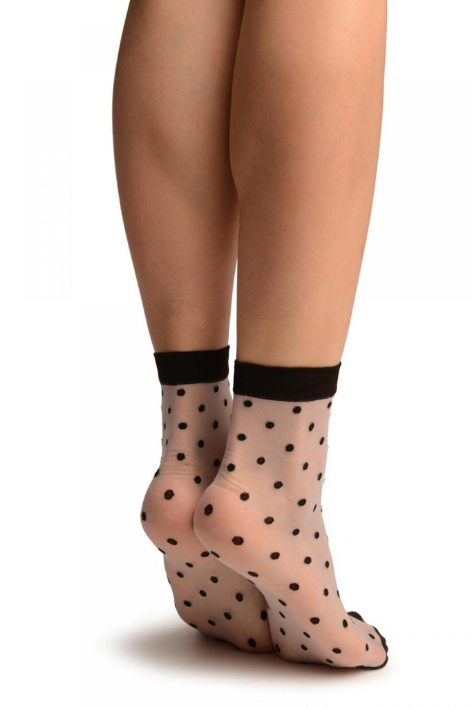 Liss Kiss Lilac With Medium Black Polka Dots Ankle High Socks - Socks