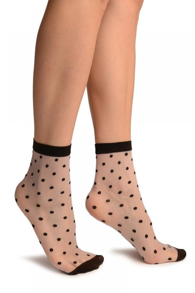 liss kiss Lilac With Medium Black Polka Dots Ankle High Socks - Socks