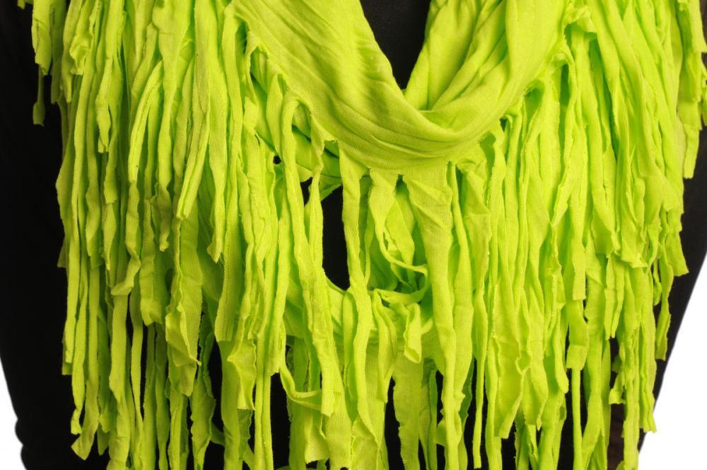 Liss Kiss Lime Green With Tassels Snood Scarf - Snood