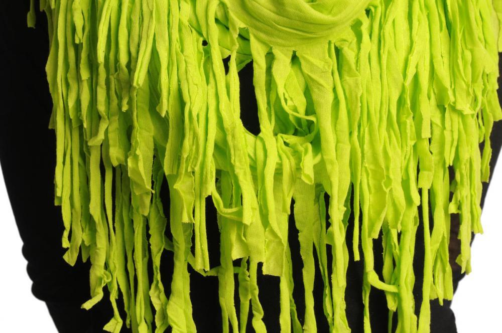 Liss Kiss Lime Green With Tassels Snood Scarf - Snood