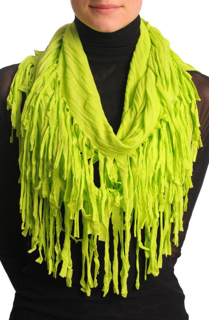 liss kiss Lime Green With Tassels Snood Scarf - Snood