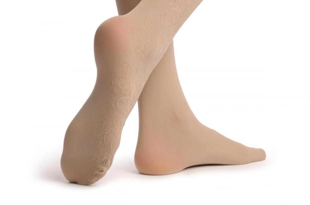 Liss Kiss Linen Grey With 3D Flowers On The Side - Tights