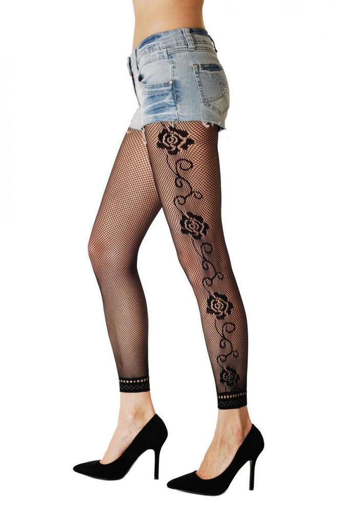 liss kiss Linked Roses On The Side Footless - Tights Footless
