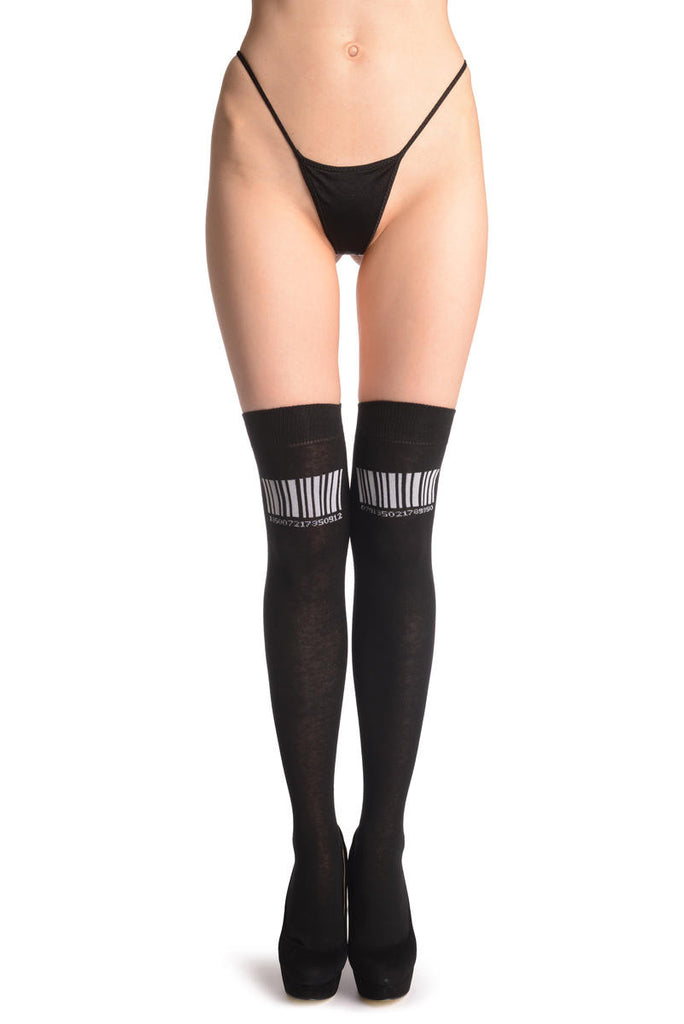 liss kiss Barcode On Black - Over The Knee Socks